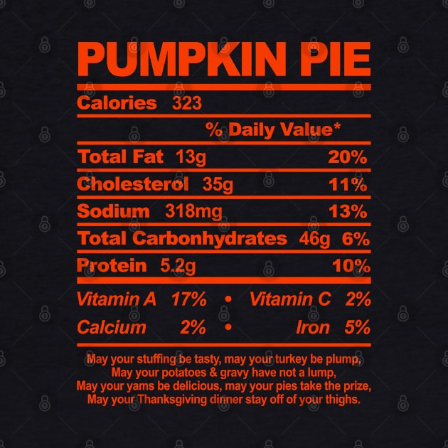 Pumpkin Pie Nutritional Information Thanksgiving by TextTees